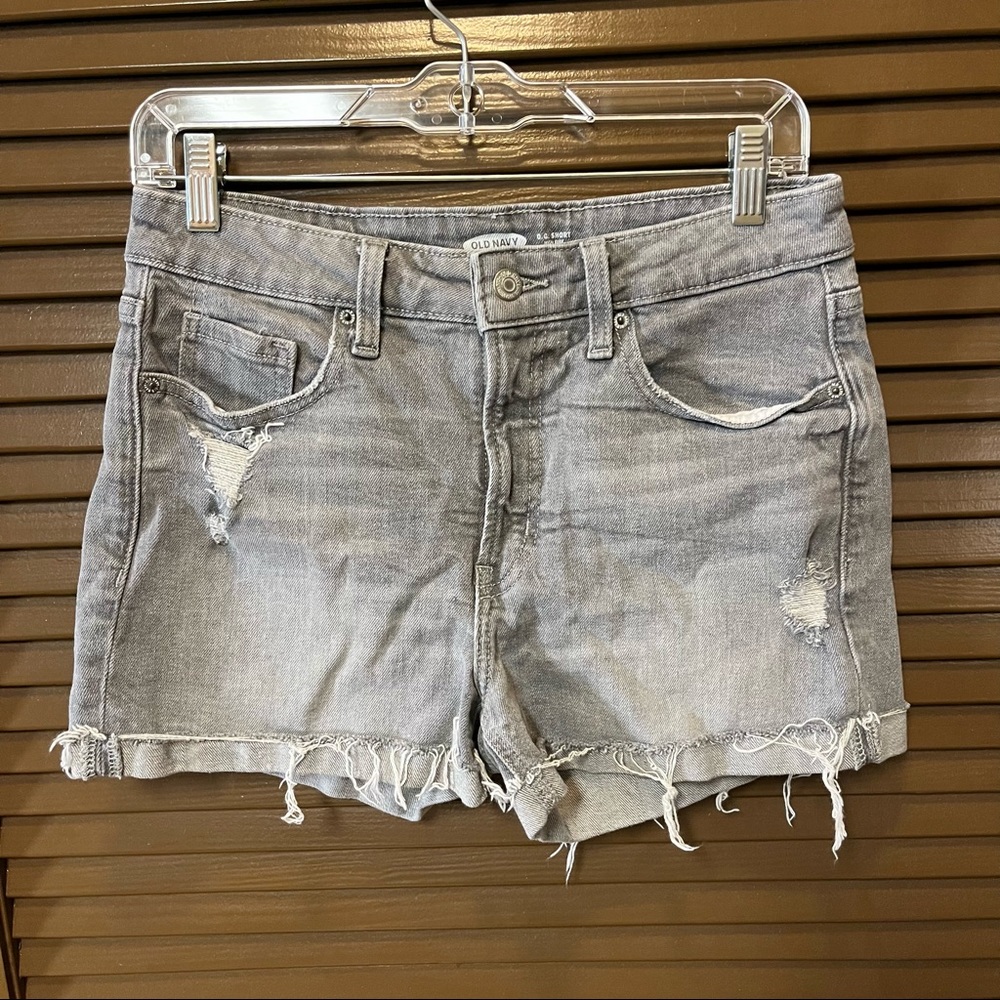 Old Navy Grey Distressed O.G. High Rise Shorts